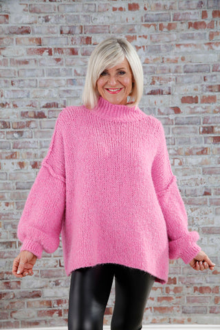 hot pink cosy jumper